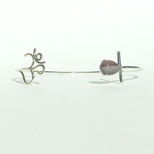 925 Sterling Silver Bangle Bracelet – Delicate Natural Purple Mookaite Jasper